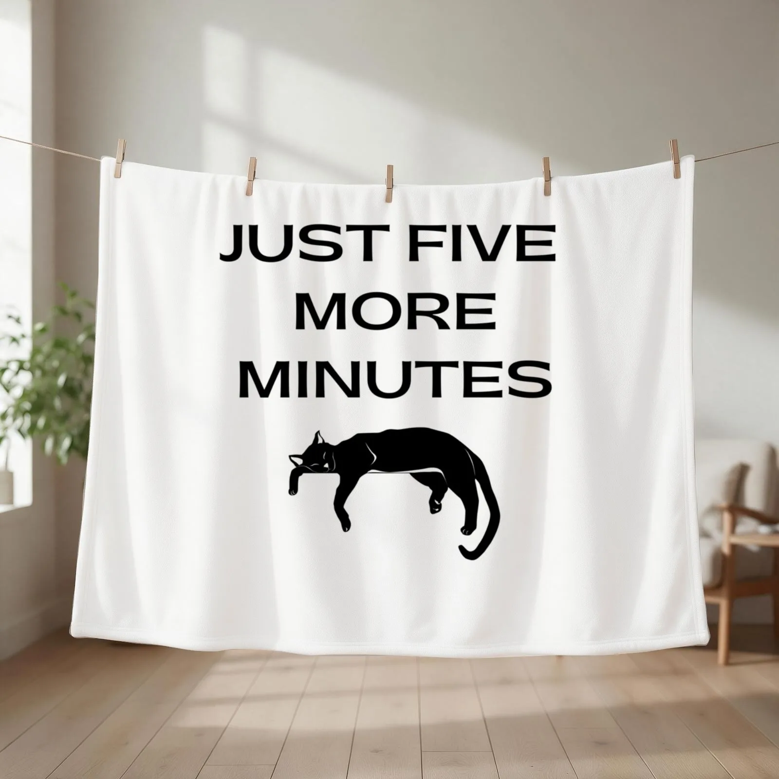 JUST FIVE MORE MINUTES 5 More Minutes|Cat lover|Black cat lover Throw Blanket Blankets For Sofas Weighted Soft Plaid Blankets