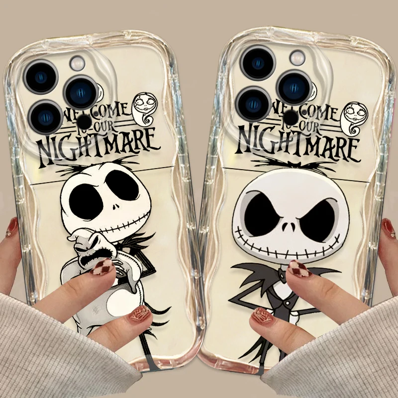 The Nightmare Before Christmas Cover For Apple iPhone 15 14 13 12 11 Pro X XR XS Max Plus 8 7 Plus SE Wave Oil Phone Case