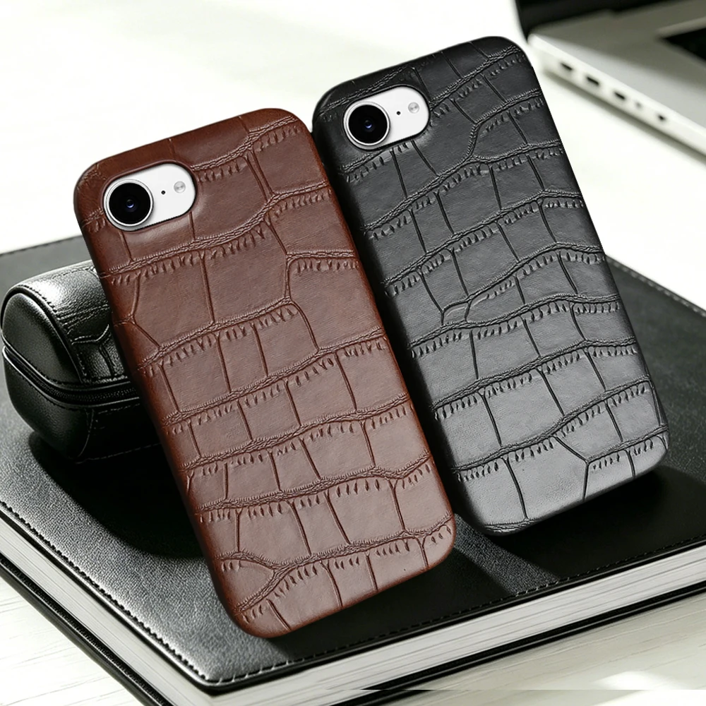 

Premium Crocodile Leather Case For iphone 17e 16e Air 14 15 16 17 Pro Max 13 12 Mini 11 8 7 Plus Phone Case Back Cover Coque Bag