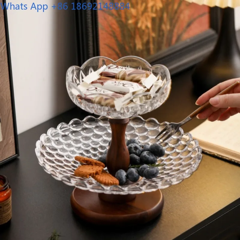 

Многоярусная стеклянная фруктовница для гостиной, декор для журнального столика, тарелка для закусок, новогодняя винтажная подставка для сухофруктов