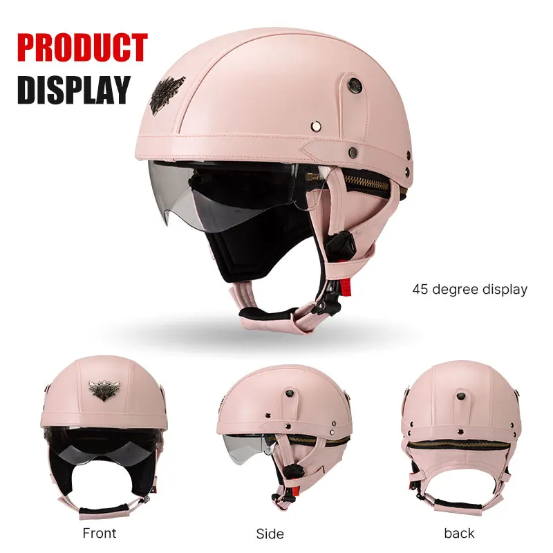 DOT Certification Retro White Motorcycle Helmet Four Seasons Vintage Casco Moto Helmets German Classic Open Face Helmet Scooter