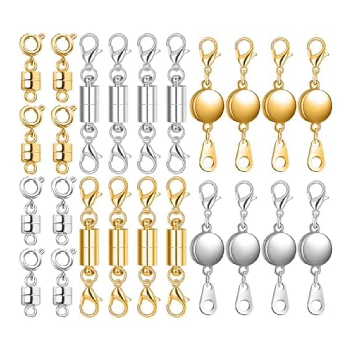 

24 Pcs 3 Styles Magnetic Necklace Clasps and Closures,Magnetic Clasp Connector Locking Clasp Extender for Jewelry Making