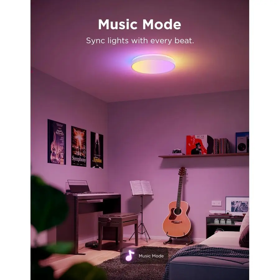 Smart Ceiling Light 4300LM, RGBIC LED Ceiling Light Fixture Works with Matter, Flush Mount Light Fixture, DIY Colors, 2700K6500