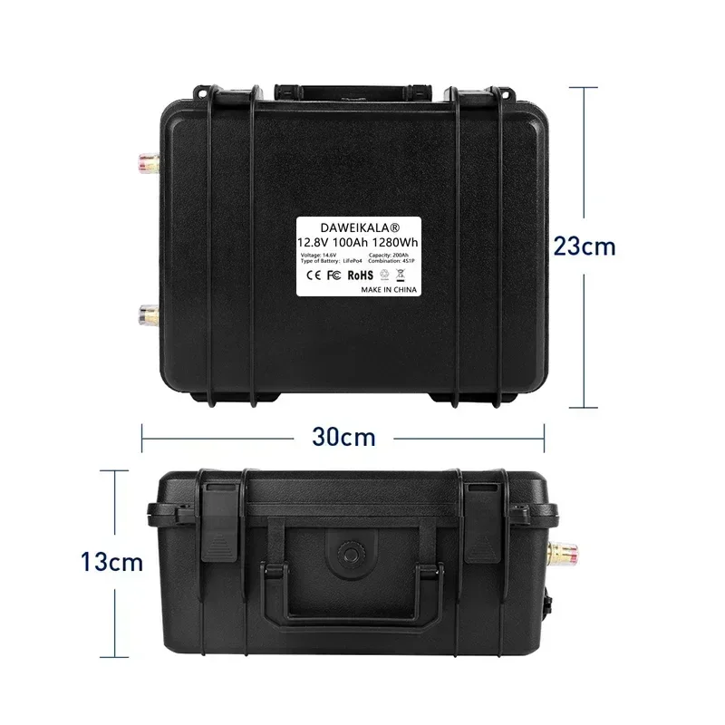 Batteria 12V Lifepo4 200Ah litio ferro fosfato celle impermeabili per carrello da Golf RV accumulo di energia solare Inverter motore per barche