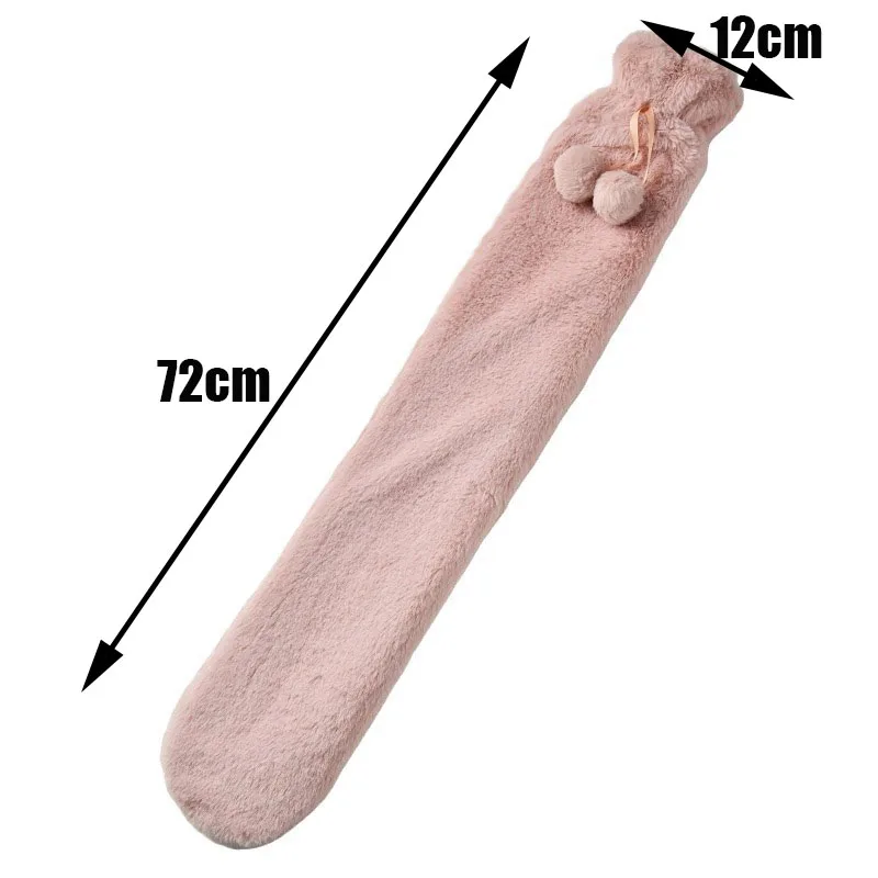 Long Hot Water Bottles Bag Pink Gray Removable Cover Extra Long Rubber Hot Water Bottle Waist Hand Foot Warmer