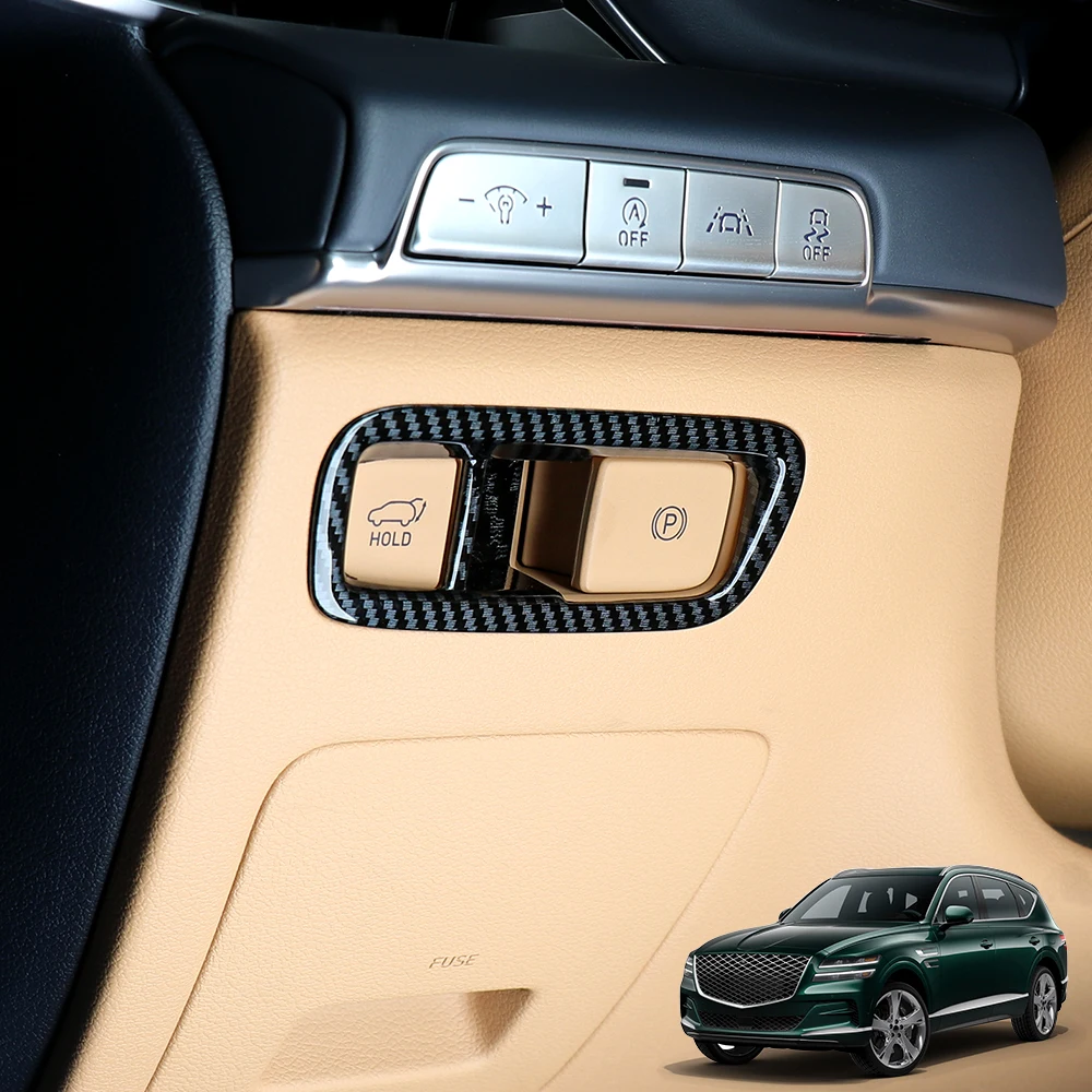 Auto Innen Zubehör Hinten Stamm Schalter Taste Rahmen Abdeckung Elektronische Bremsen Trim Für Genesis GV80 2021-2025 Links-lenker