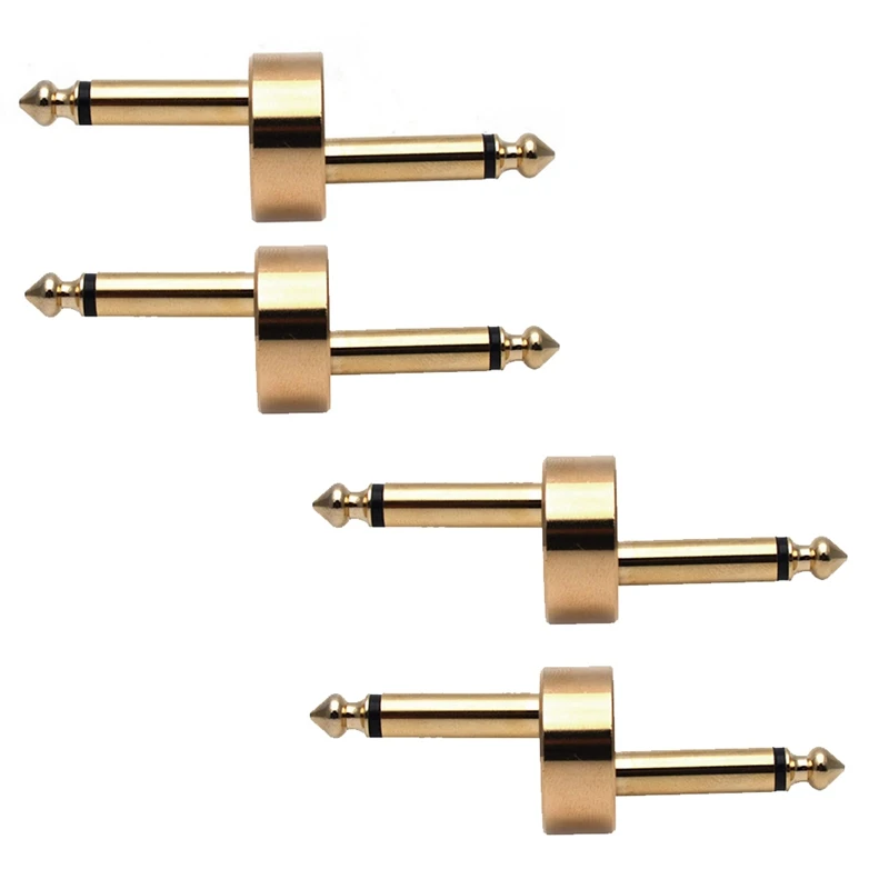 4 Pcs Patch Cable Cord Guitar Effect Pedal Jack Connector Plug Metal Solder Connection Coupler Crank Jumper Patch