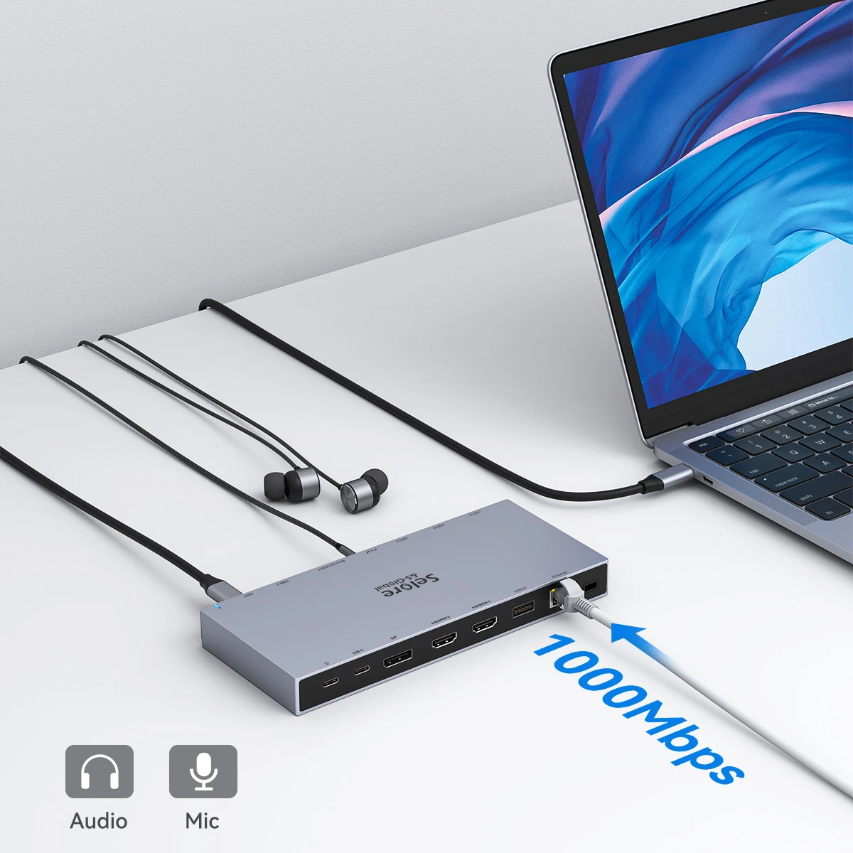 Imagem -03 - Mokin 14 em Docking Station para Macbook Air Pro Ipad Thunderbolt Laptop Usb3.1 Hdmi 4k dp 4k pd 100w sd tf Rj45 Áudio de 1gbps