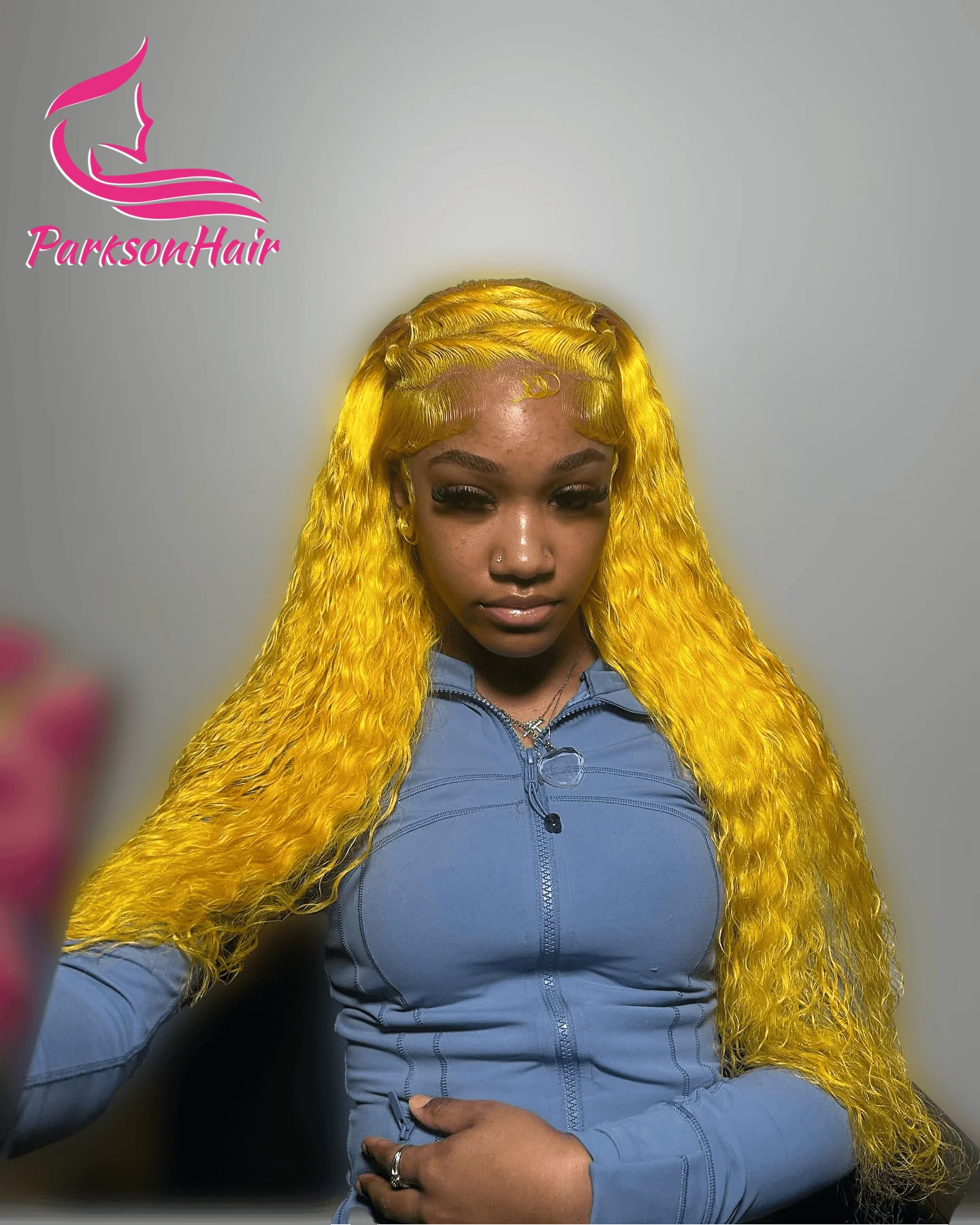 Yellow Colored 13*6 Lace Frontal Wig 100% Human Hair Curly Wig Pre Plucked 250% Density Deep Curly Lace Front Wigs For Women