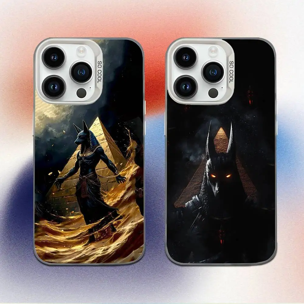 

Ancient Egyptian God Anubis Phone Case For iPhone 16,15,14,13,12,11,Mini,Pro,E,MAX White Candy Matte Shockproof Cover