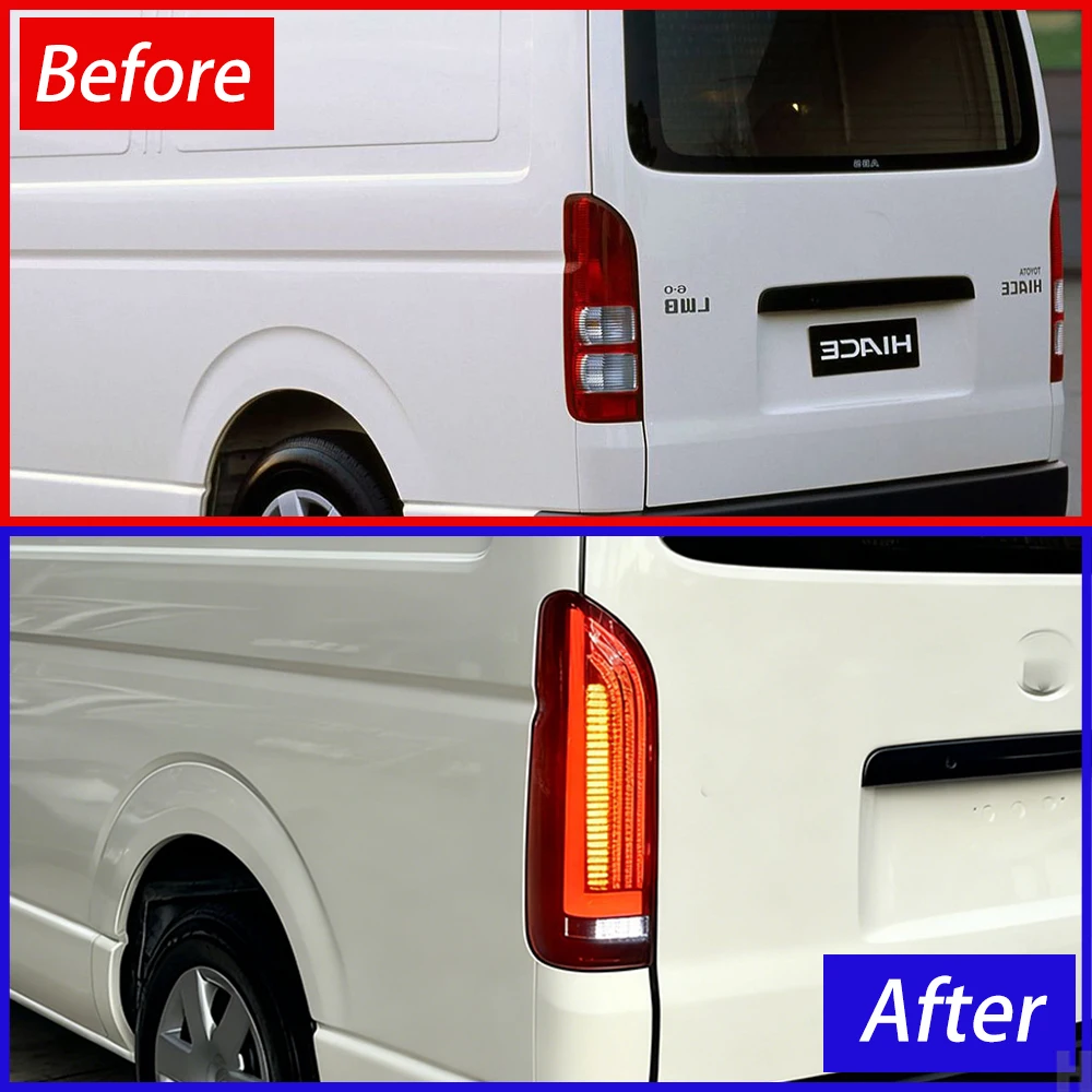 For Toyota Hiace 2005-2018 Auto Back Lamps Assembly Upgrade New Style Dynamic LED Taillights Plug and Play Car Tools Accessories