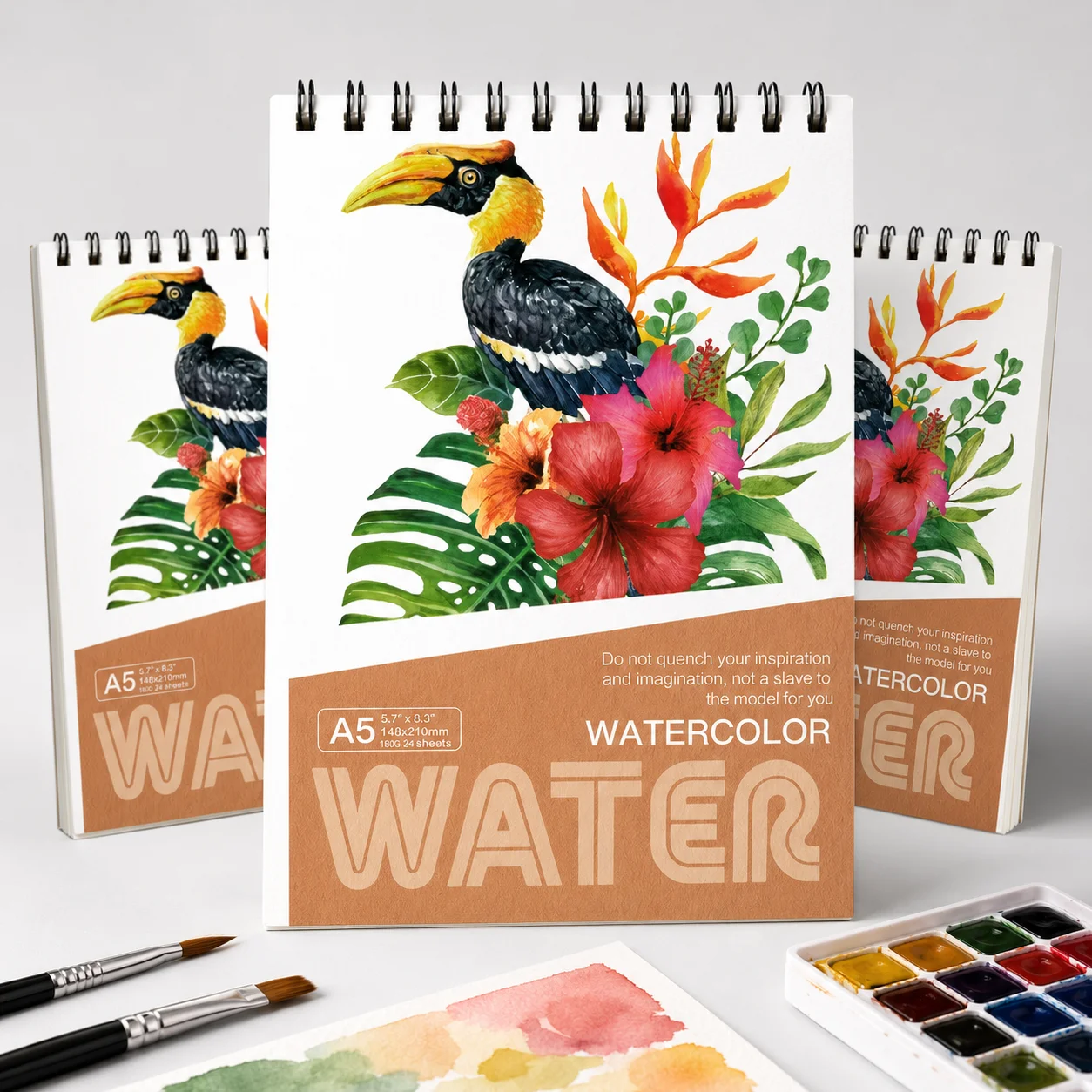 A5 Watercolor Pad, Acid-Free Premium Paper, Spiral Bound Watercolor Sketchbook for Watercolor Painting & Sketching, Back to School Art Supplies for Students & Artists