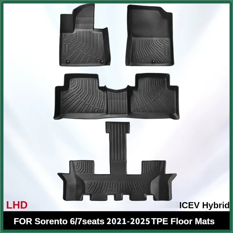 TPE Floor Mats For KIA Sorento 2021-2025 6/7seats ICEV Hybrid LHD Waterproof Anti-Slip Custom Fit All-Weather Accessories