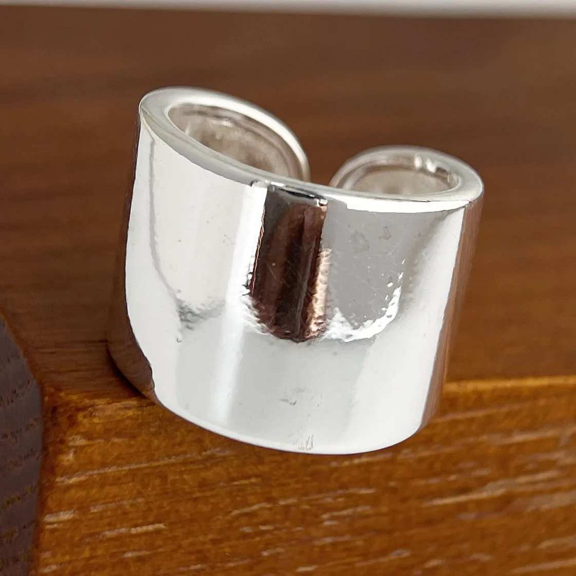 925 Sterling Silver Rings for Women Couple Minimalist Handmade Simple Wide Simple Ring Fine Jewelry Gift Prevent Allergy