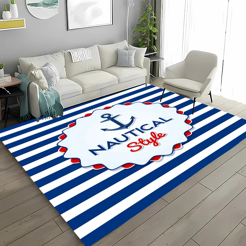 The Ocean Boat Theme Carpet for Living Room Cartoon Children's Bedroom Sofa Doormat Kitchen Floor Tapete Anti-slipDecor Alfombra