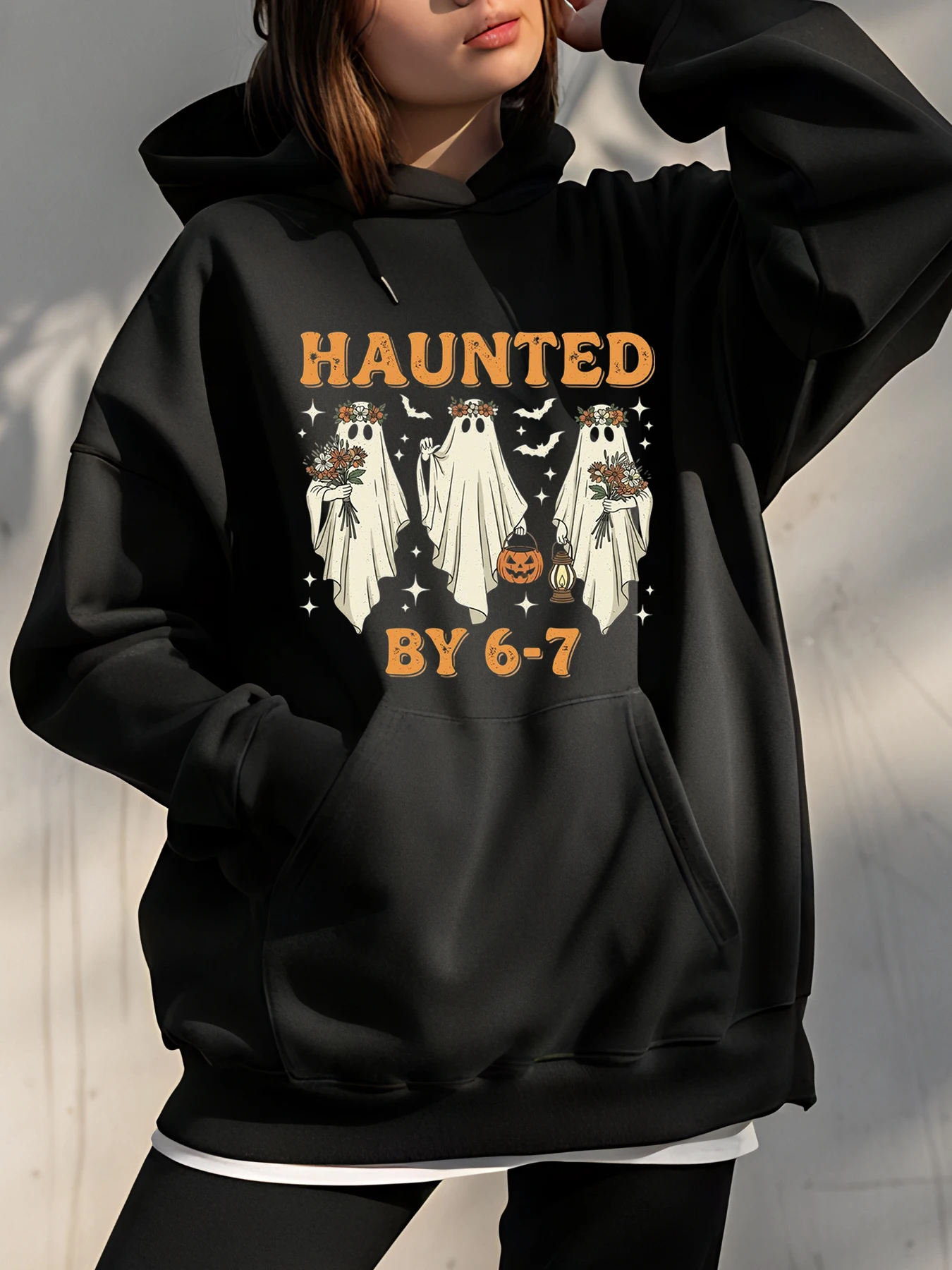 

Толстовка с принтом на Хэллоуин от привидения до 6-7 призраков, женская повседневная толстовка, осенне-зимний модный пуловер больших размеров, уютный наряд