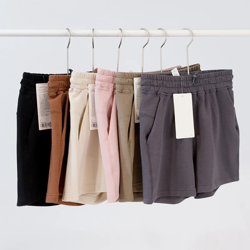 

Yoga Shorts 4-Point Casual Loose Sports Air Layer Women's Soft Breathable High-Waist Shorts Solid Color