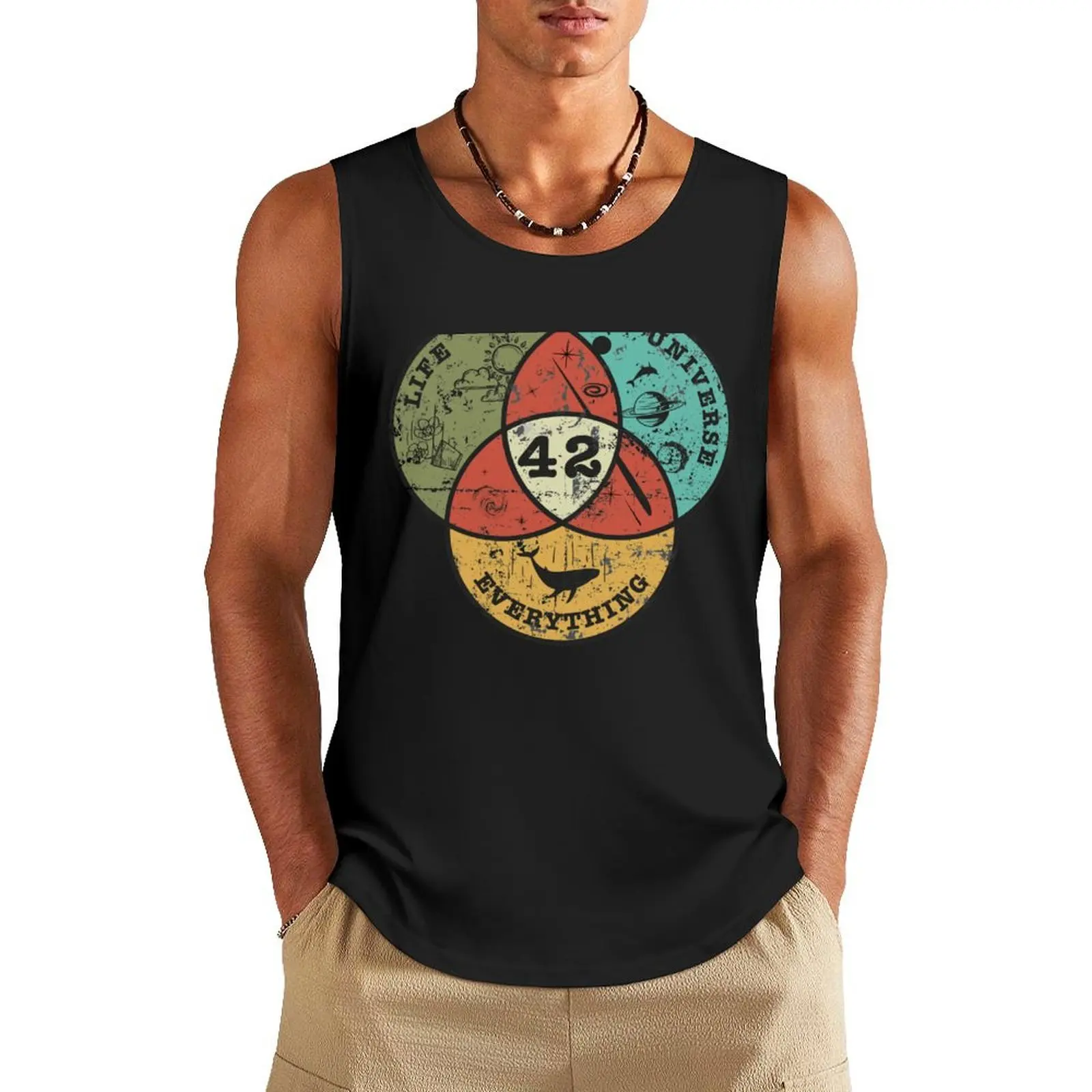 

Venn Diagram: Life, the Universe & Everything Tank Top muscular man anime t-shirts sports suits anime top