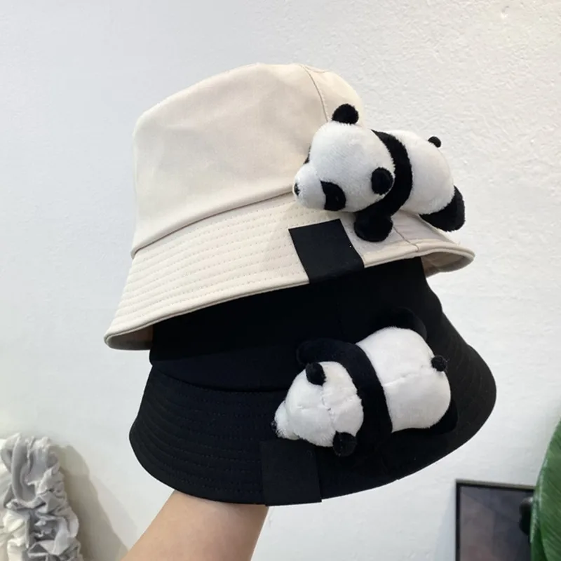 Cute Panda Bucket Hat Women's Girl Hat Bonnets Fisherman Caps Holiday Trip Spare Parts 56-58cm Head Circumference