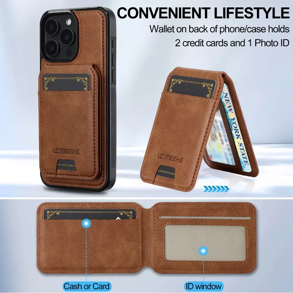 Detachable For Magsafe Magnetic Card Holder Wallet Case for iPhone 17 Air 1615 14 Plus 13 12 11 XS XR X 7 8 Pro Max  SE 2024