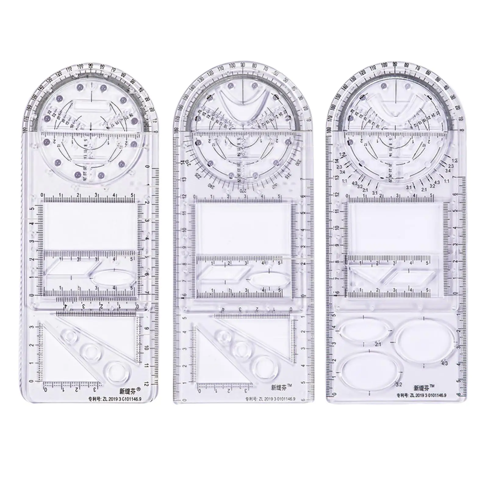 Multifunctional Drawing Ruler Angle Layout Measuring Ruler Template