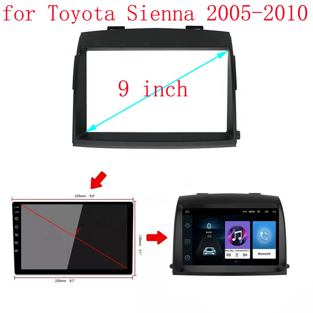 

9-дюймовый автомобильный комплект RSNAVI 2 DIN для Toyota Sienna 2005-2010, видеопанель, проигрыватель, приборная панель, 2 Din рамка, комплект крепления для приборной панели