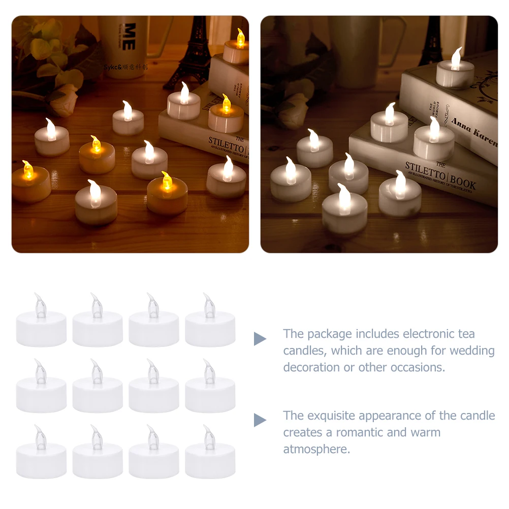 

12pcs Electronic Tea Flameless LED Candles Operated Wedding Decoration Reusable Fake Wax Romantic Atmosphere