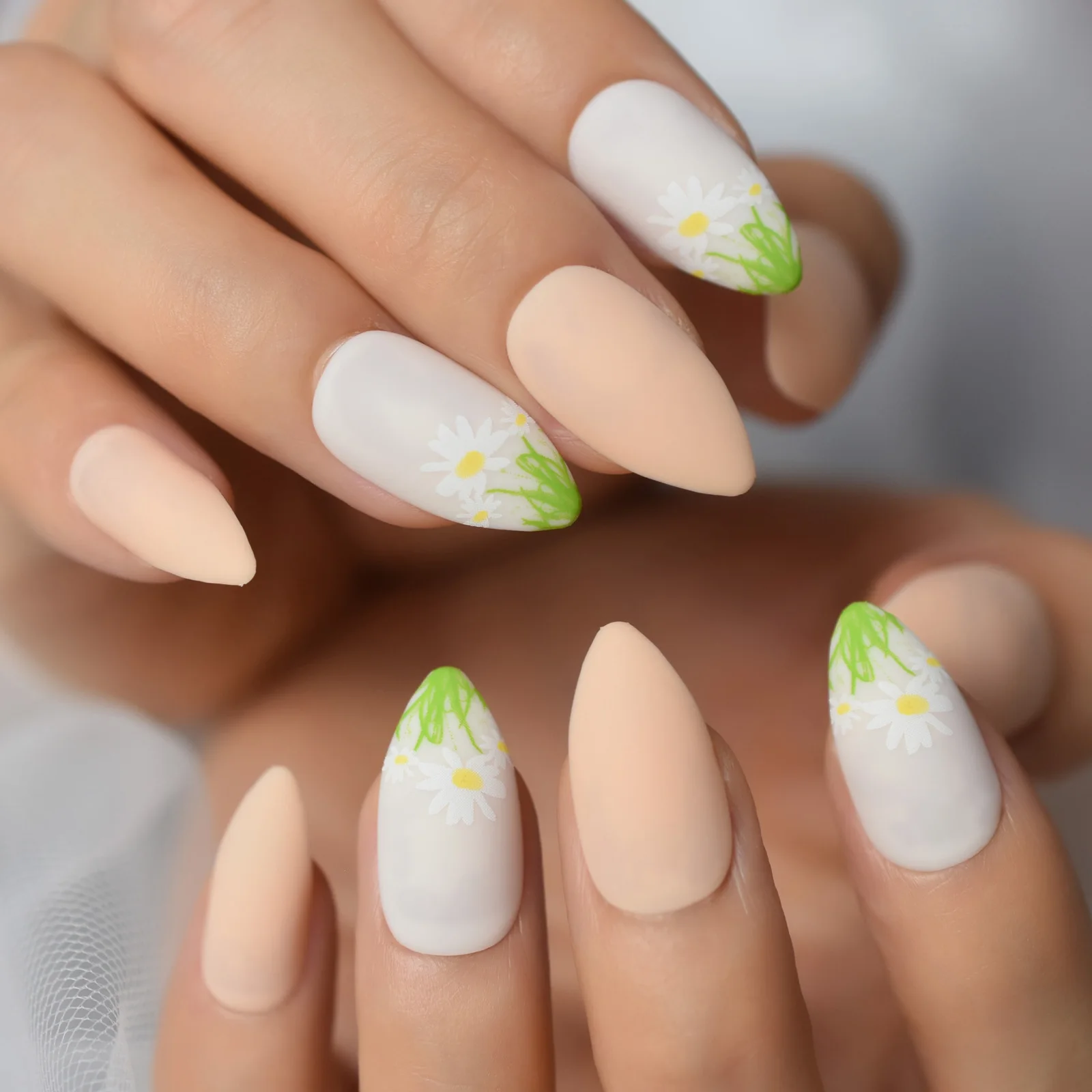Faux ongles nail art nail art pour femmes, 256 extensions à pression, couleur chair, stiletto blanc, détruire AndrFlower, n64.conviviale ré, portable, amande