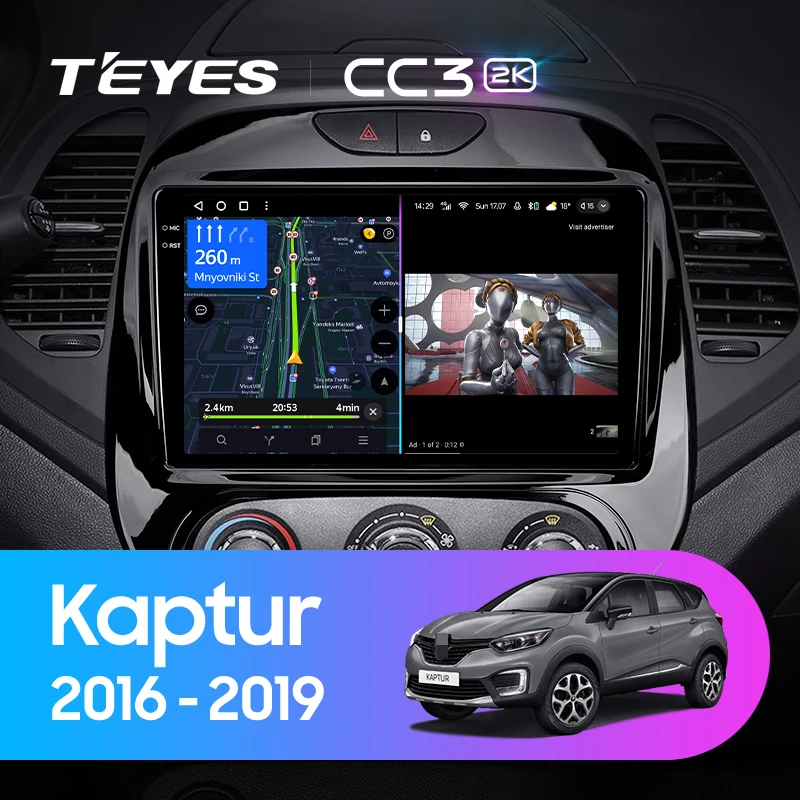 TEYES CC3 2K For Renault Kaptur 2016 - 2019 Car Radio Multimedia Video Player Navigation stereo GPS Android 10 No 2din 2 din DVD