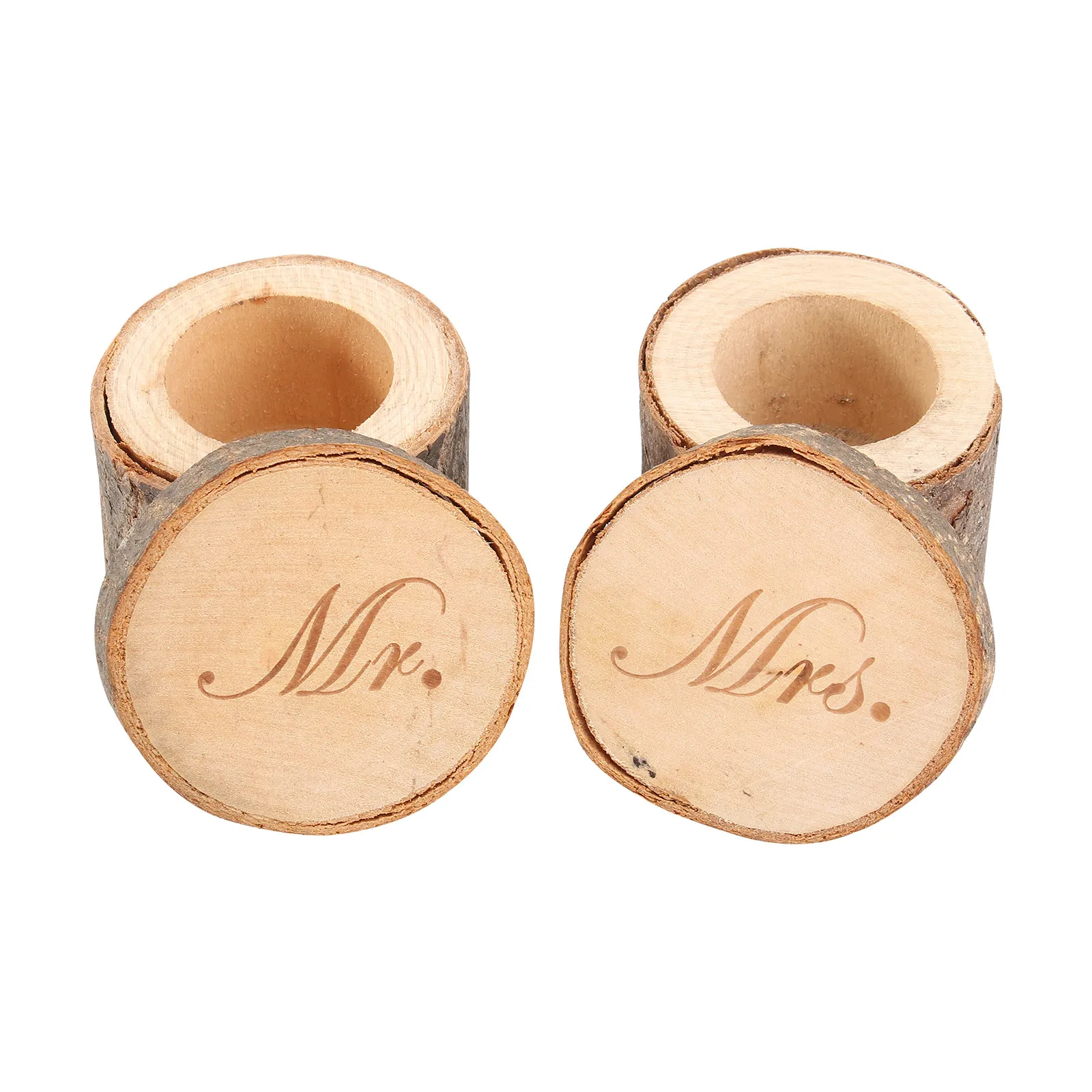 

2Pcs Rustic Wedding Ring Box Wooden Mr Mrs Printed Shabby Chic Vintage Ceremony Gift Packaging Display Holder for Couples