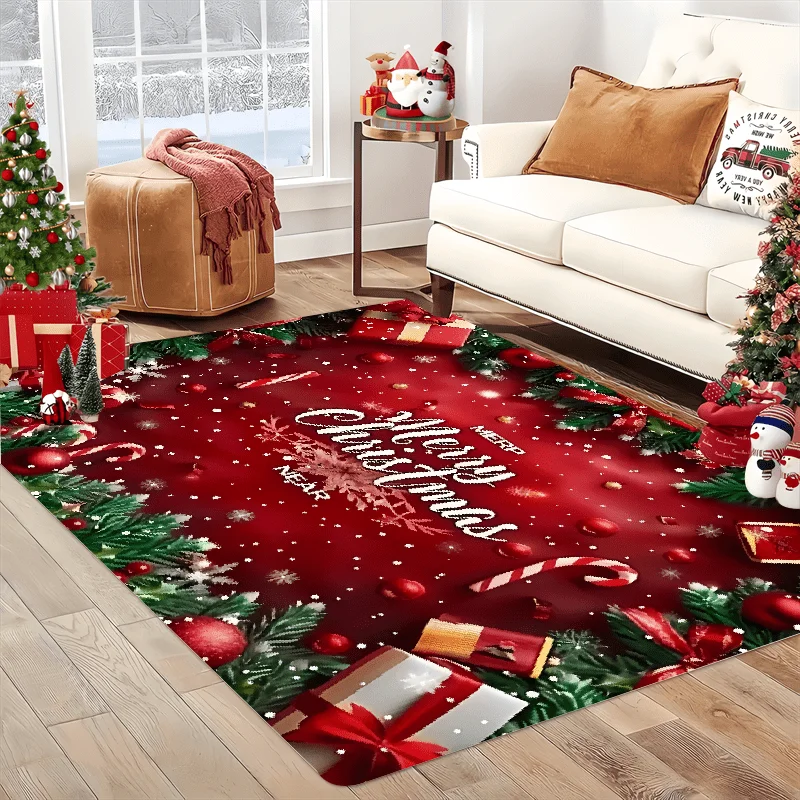 1pc of Christmas-Themed Area Rug Featuring a Candy Cane Design, Perfect for Living Rooms, Bedrooms, Bathrooms, And Kitchens. Ide