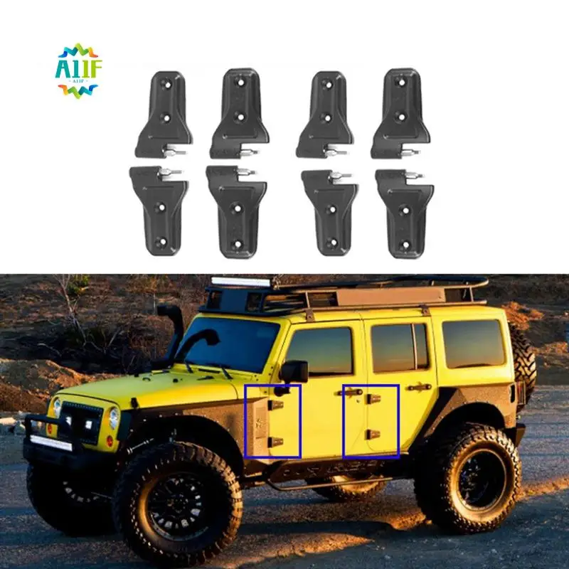 

A11F-1Set/8Pcs Car Door Hinge Kit For Jeep Wrangler JL 4DR 2018+ Body Hinges Cover Trim Long Top And Short Bottom