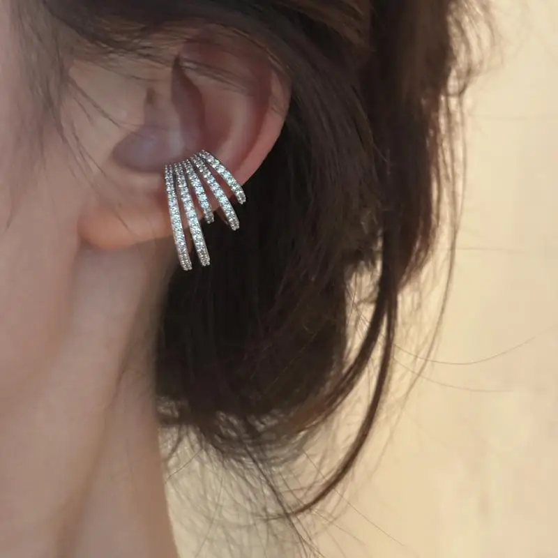 Zirconia Multilayer Ear Clips For Women Exquisite Sparkling Crystal Non Piercing