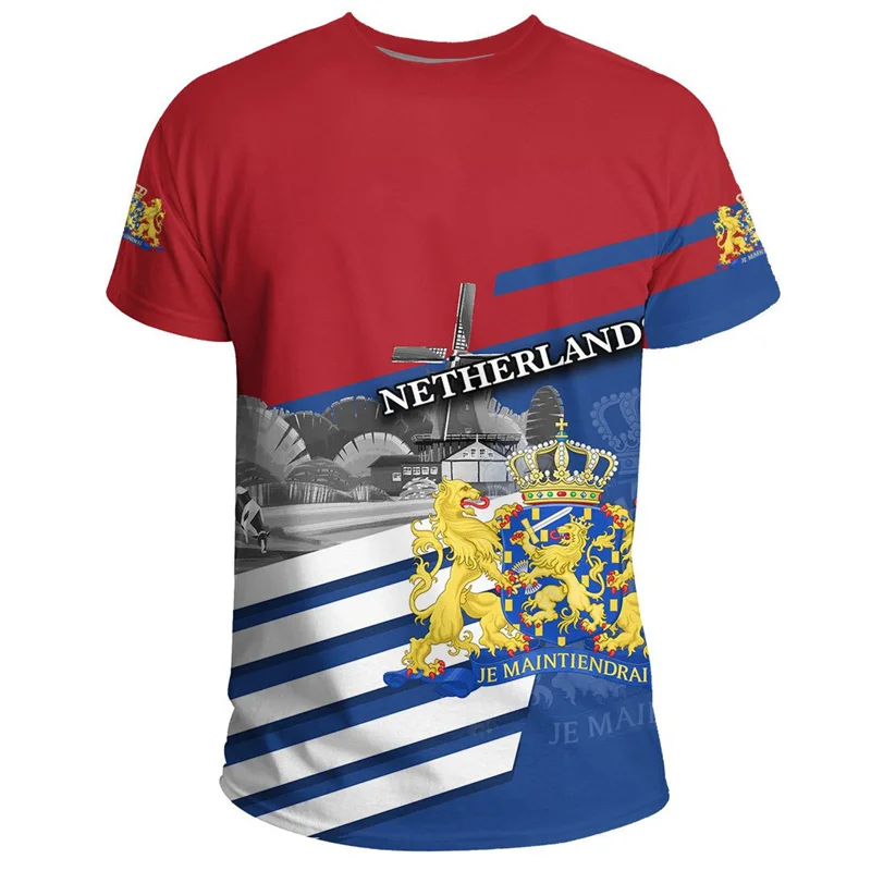 NIEDERLÄNDISCHE Flagge 3D-Druck Sport Schnelltrocknend Breatha Herren T-Shirt Outdoor Fußball Uniform Team Training Eltern-Kind Kurzarm – Detail 16