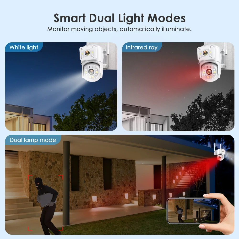 Caméra de surveillance extérieure PTZ WiFi 5G, objectif pour touristes, poignées humaines, suivi ECT, sécurité CCTV, étanche, vision nocturne, 8MP, 1 PC, 2PCs