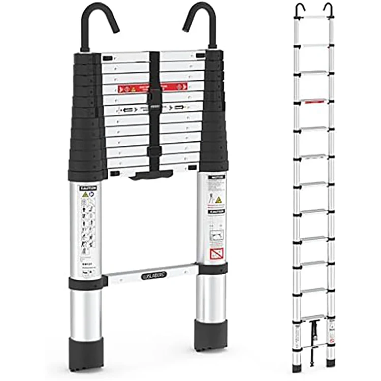 Lightweight Single-Sided Aluminum Folding Retractable Loft Ladder with Hooks Telescopic Design for Household & Hospital Use