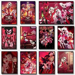 포스터 캔버스 만화 H-Hazbin H-호텔 페인팅 벽 아트 그림, 거실 홈 장식, Cuadros 미적 방 장식