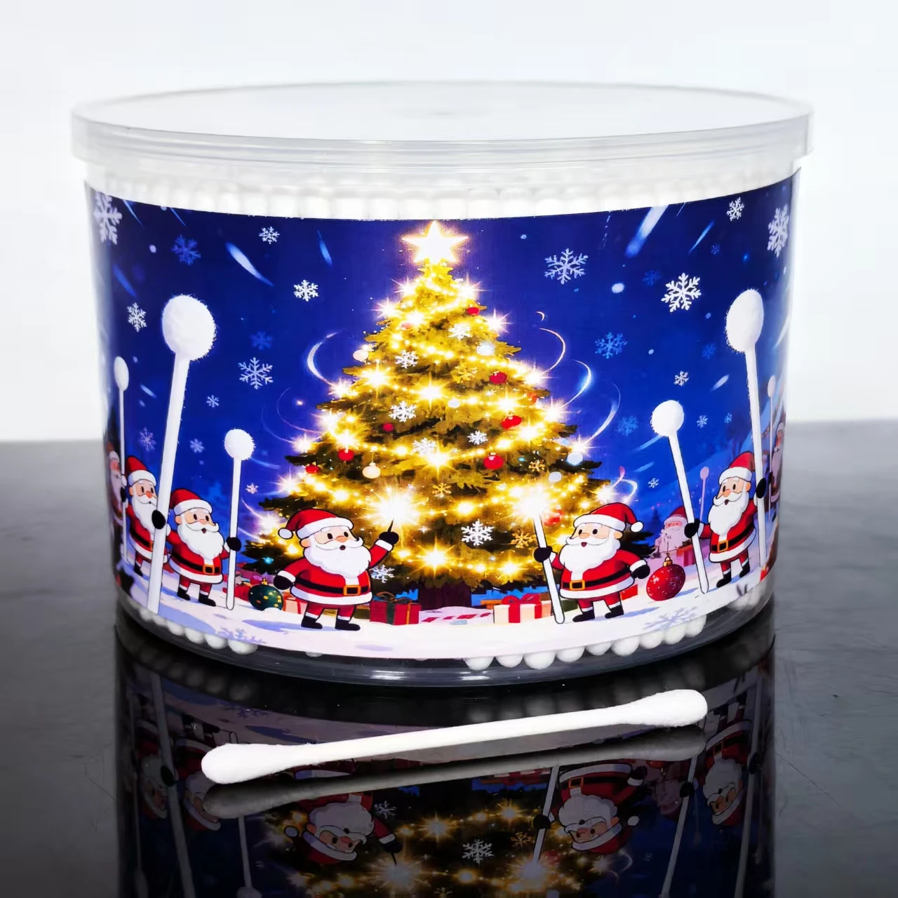 500/1000 Uds hisopos de algodón de Navidad, bastoncillos de algodón creativos de doble cabeza para árbol de Navidad, hisopos de algodón de regalo de Festival