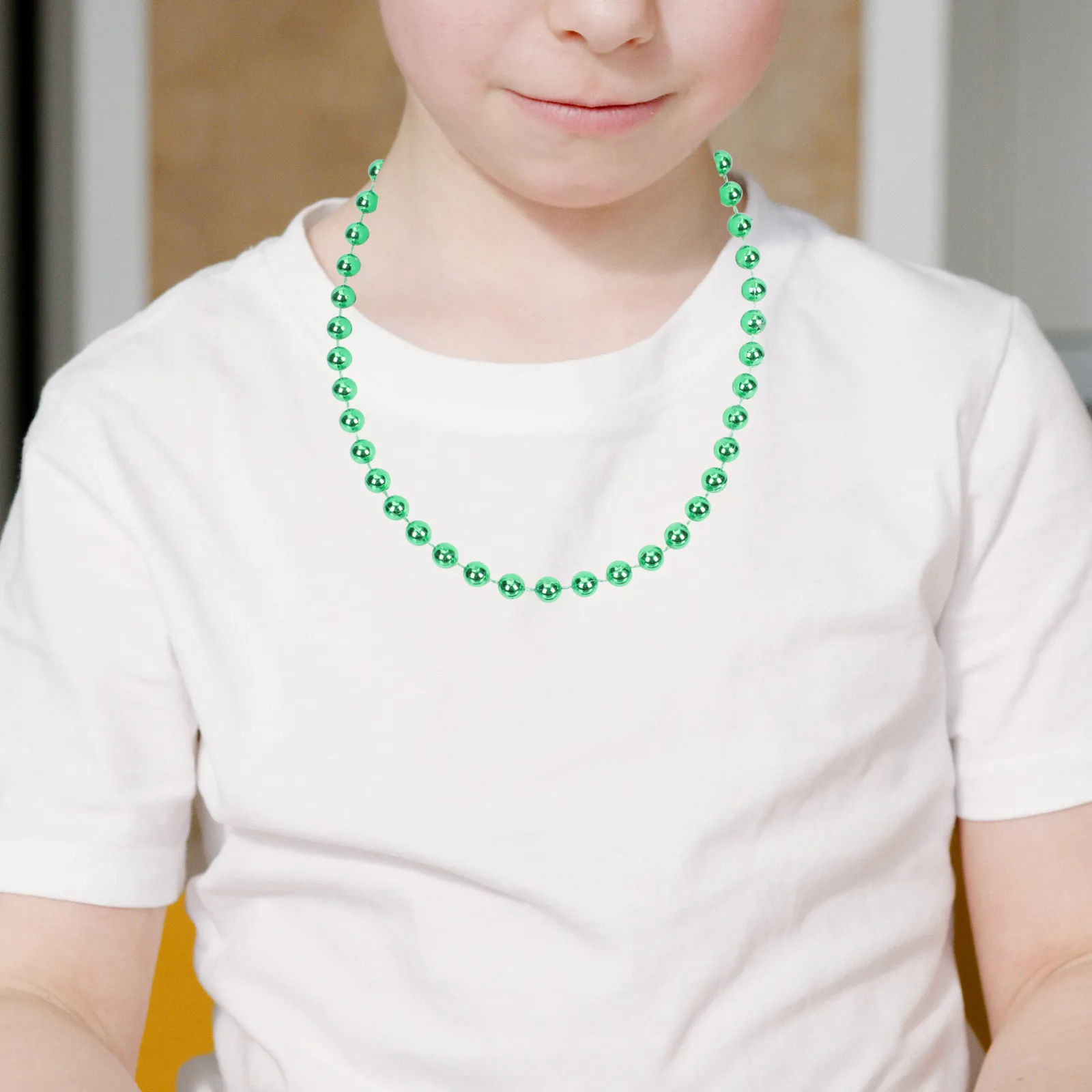 

12 Pcs Beads Necklace Tricolor Green naments Plastic Carnival Dress Up Kit Lightweight Comfortable Mardi Gras Christmas Party