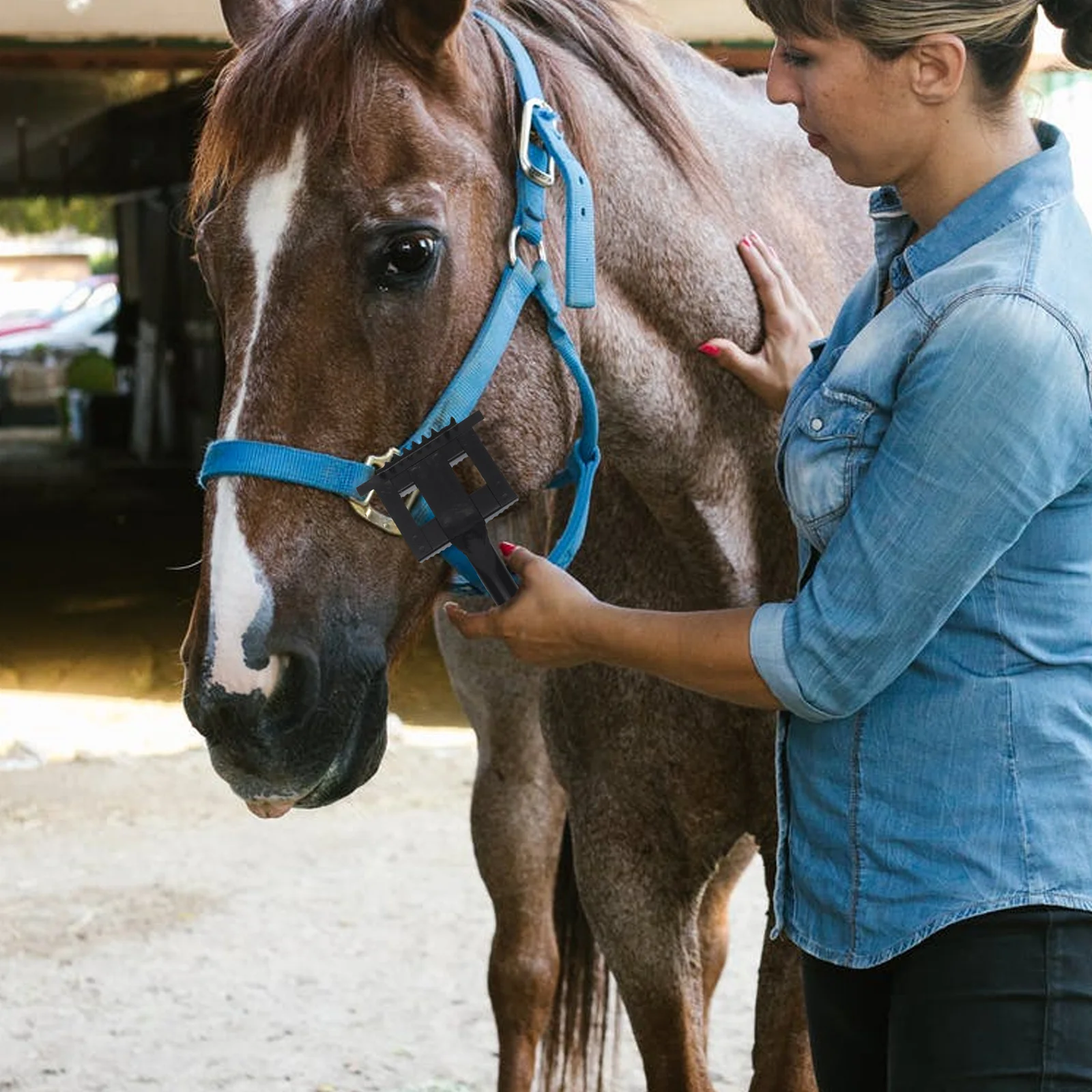 1 قطعة مشط تساقط الشعر الحديدي كبير الحجم مقبض مريح فرشاة حكة الماشية للحصان الماشية إزالة الشعر التنظيف #2