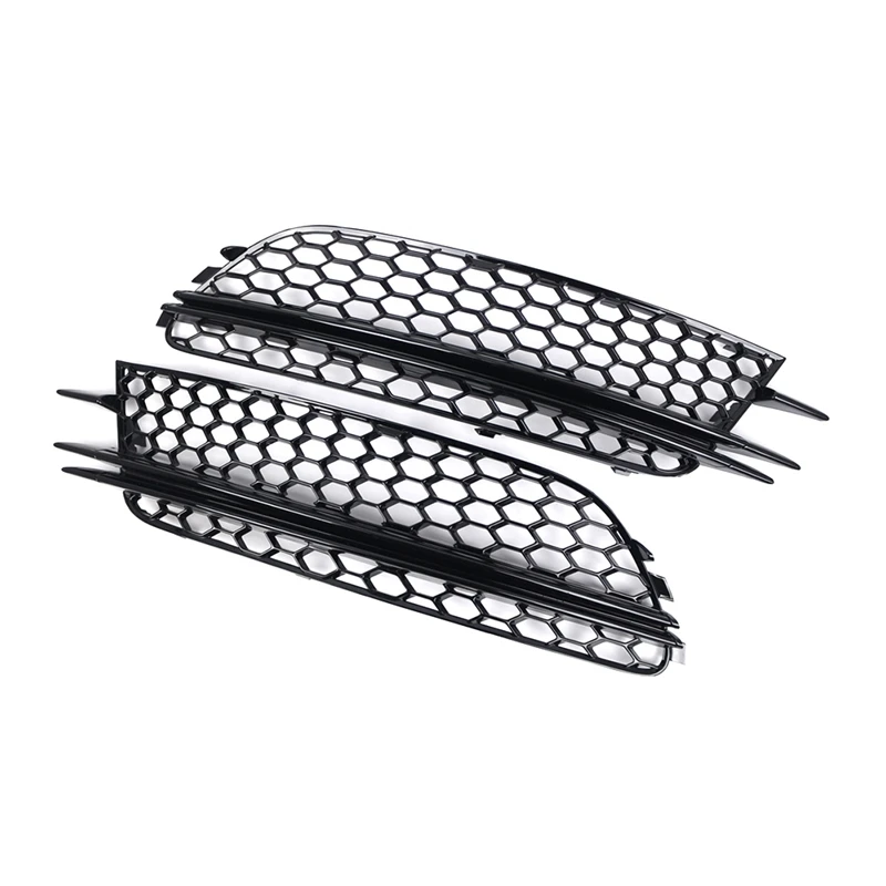 2X Fog Light Lamp Grille Cover For  A6 C7 A7 2012-2015 Honeycomb Mesh Fog Light Bezel 4G0807681 4G0807682