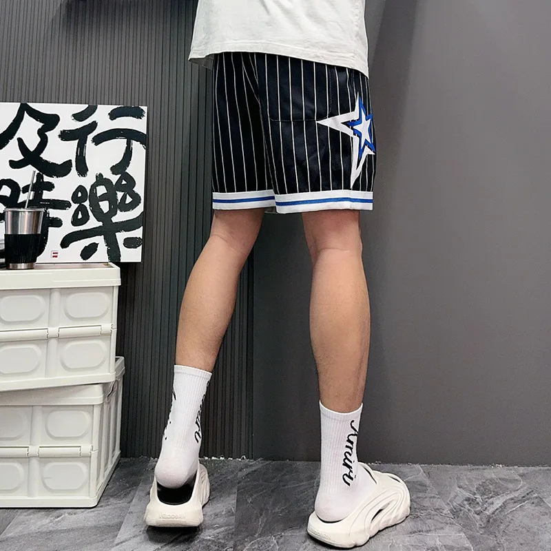 Streetwear Hip Hop Sports Shorts Men Harajuku Letter Printed Summer Loose Elastic Waist Casual Basketball Shorts Pants For Male
