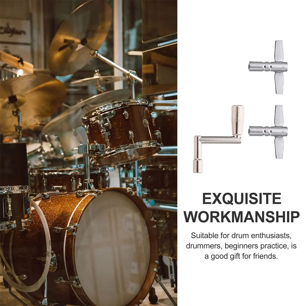 

3pcs Durable Metal Keys Tuning Tools For Set Smooth Surface Long-Lasting Use Drum Tuning Accessories Percussion Instrument