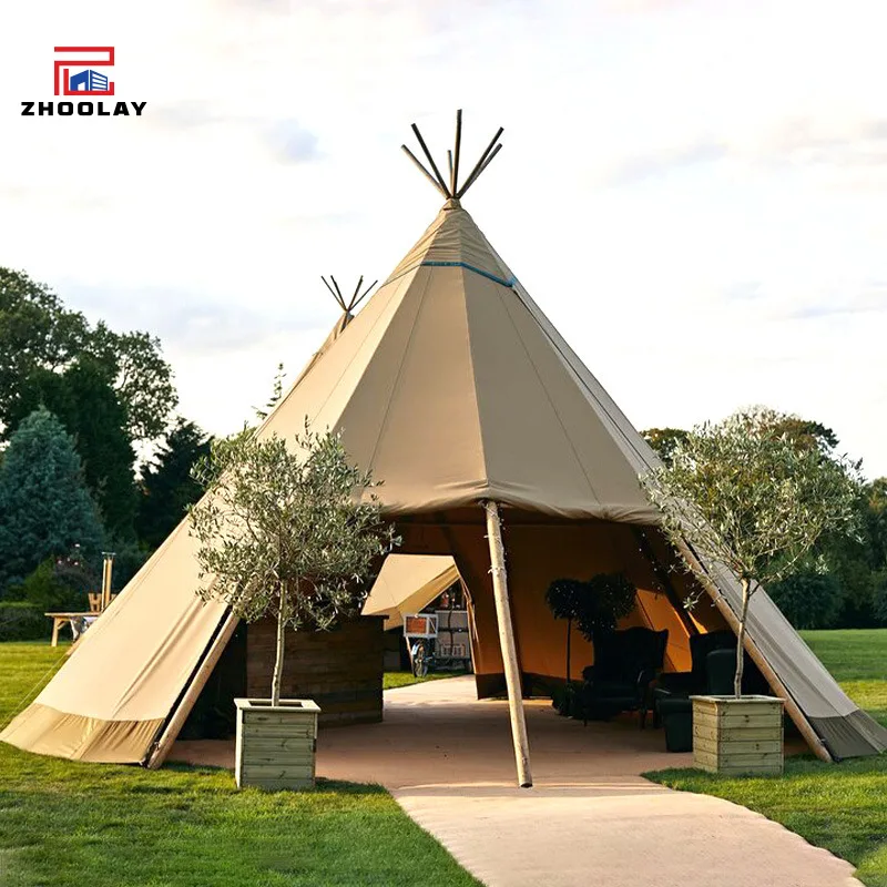 Medium Vacation Campsite Tent Pyramid Outdoor Indian Style Sky Camping Base Rainproof Thick Cotton Tent