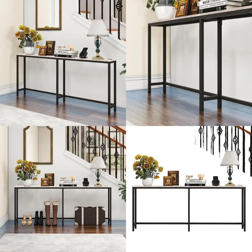 

Maple Console Table with USB Charging Ports for Narrow Spaces and Hallways