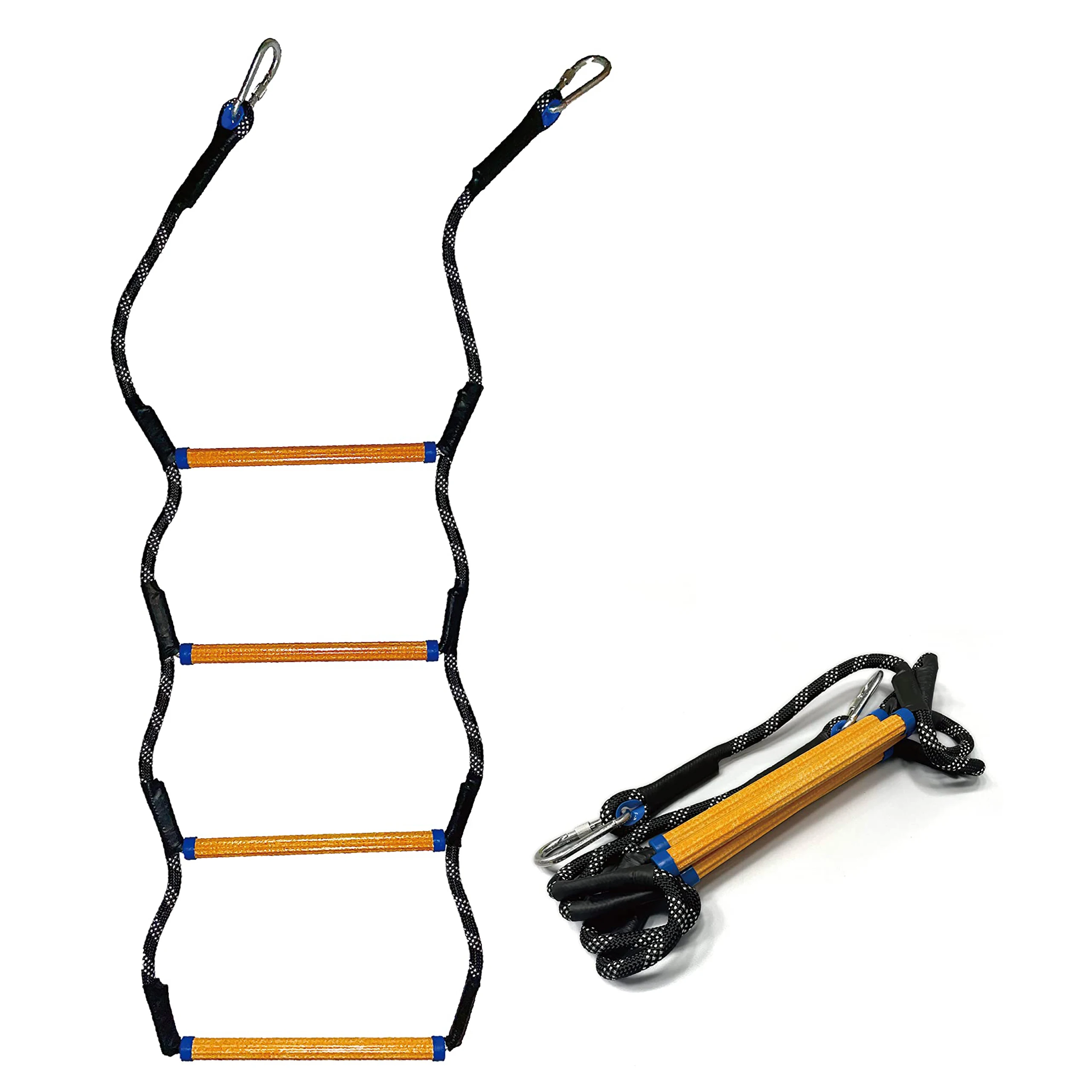 Boat Rope Ladder, Heavy Duty Climbing Rope 400Lbs Strength, 14mm Reinforced Polyester Line, Rigid Resin Step Design