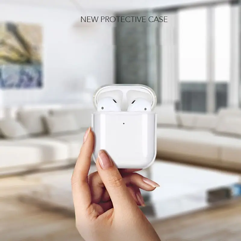 AirPods 케이스 용 투명 케이스 Airpods 2 1 PC 용 Bluetooth 무선 이어폰 보호 커버 Clear Hard Case Shell