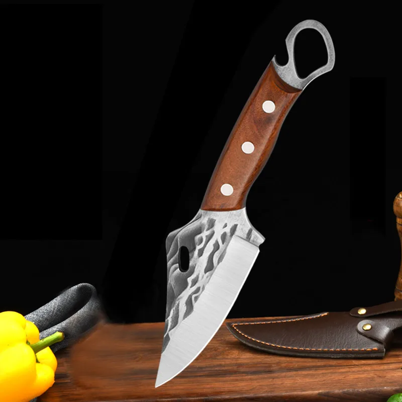1PC stainless steel boning knife Carving knife Wooden handle small kitchen knife cutting point super sharp knife