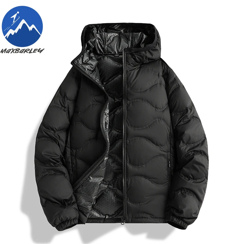 Maxbarley Graphene Down Jacket Men Fashion Hood Outdoor Snow Windproof Warm Coat Premium Travel Comfortable Winter Windbreaker