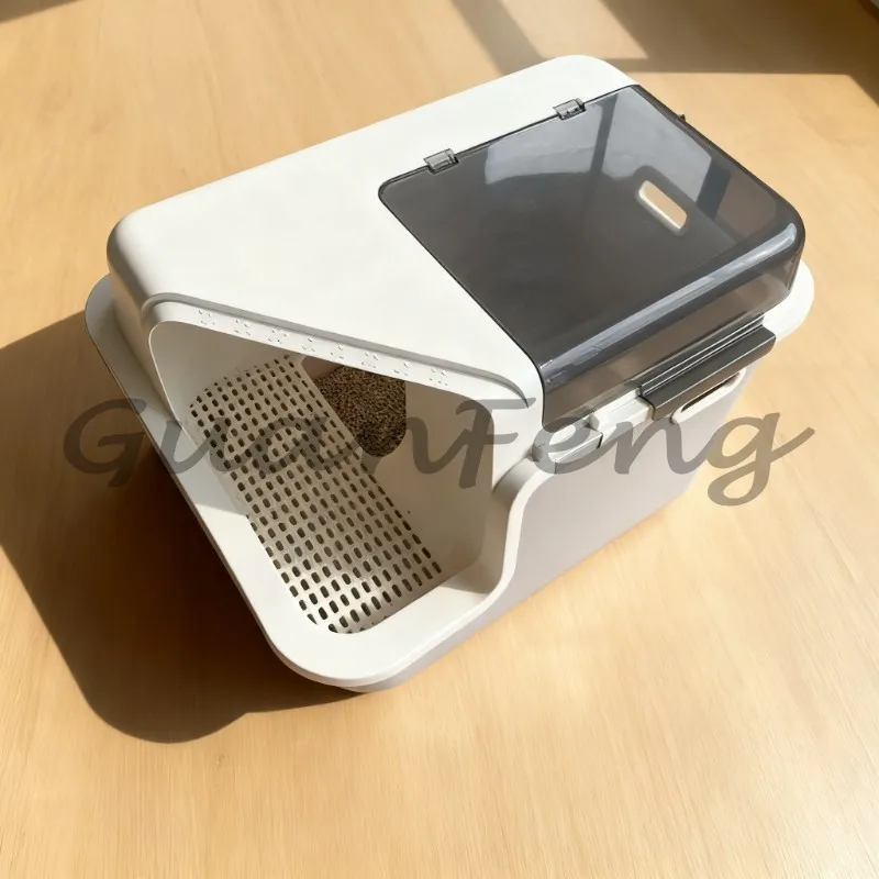 Fully enclosed corridor cat litter box, high flip splash-proof odor control cat litter tray